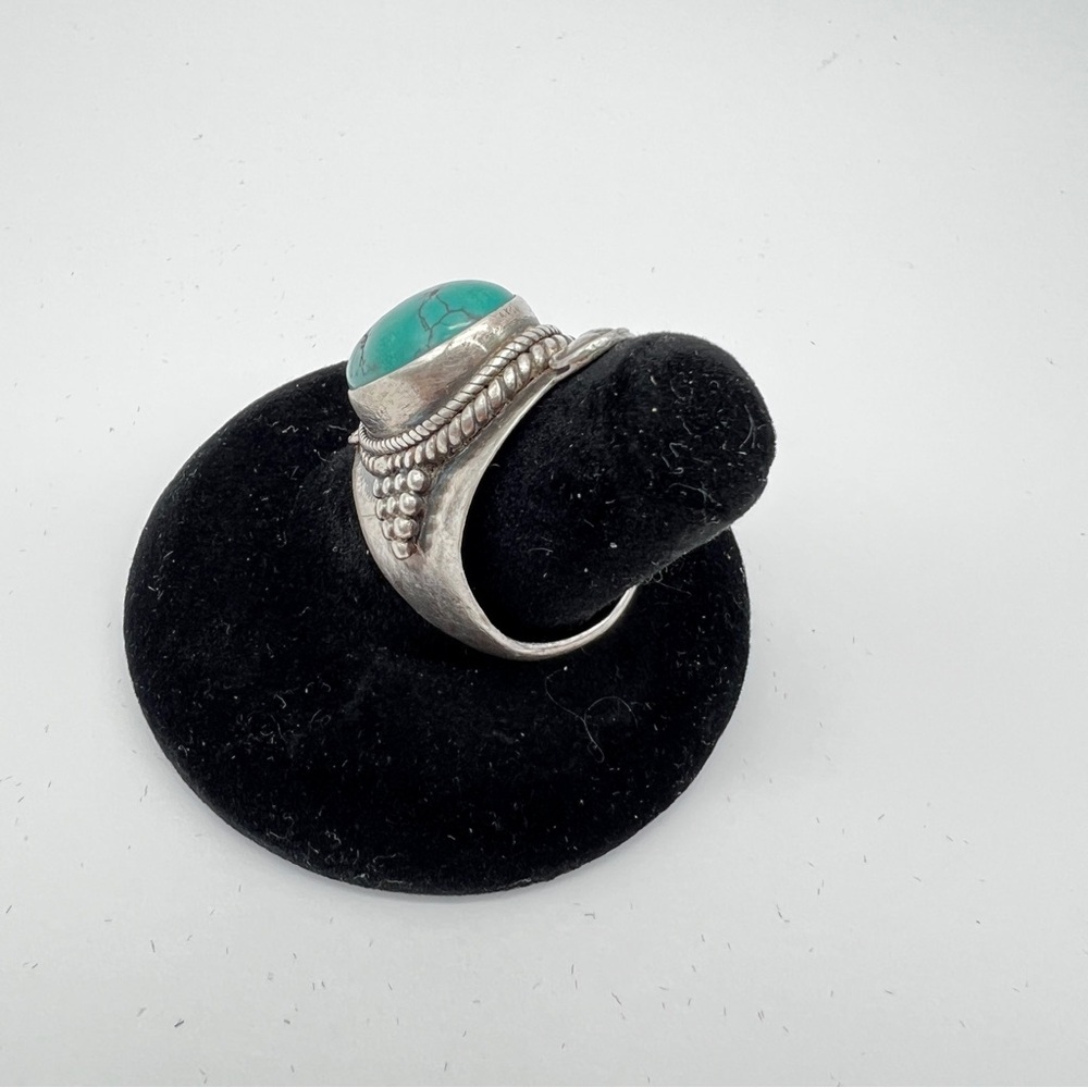Artisan 925 Silver Ring with Turquoise Stone, Size 8 - Picture 11 of 15